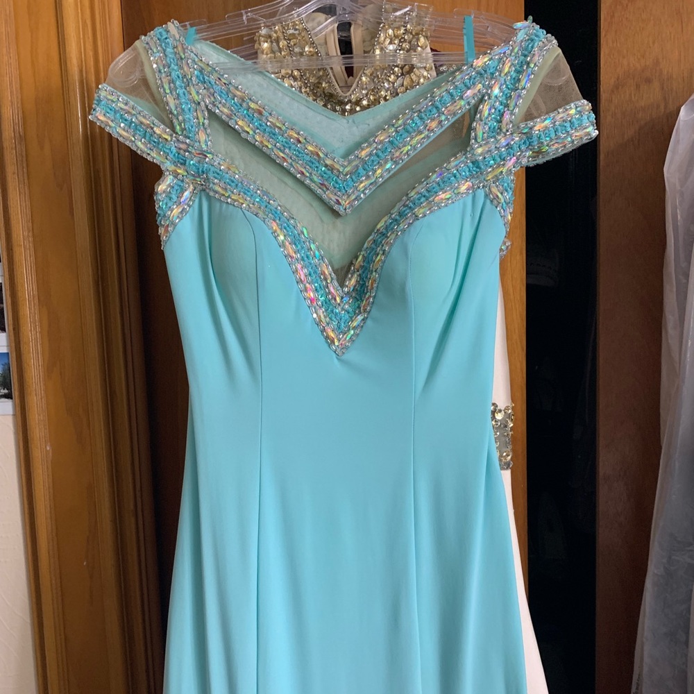 Bicici & Coty Light Blue/Aqua Evening Gown